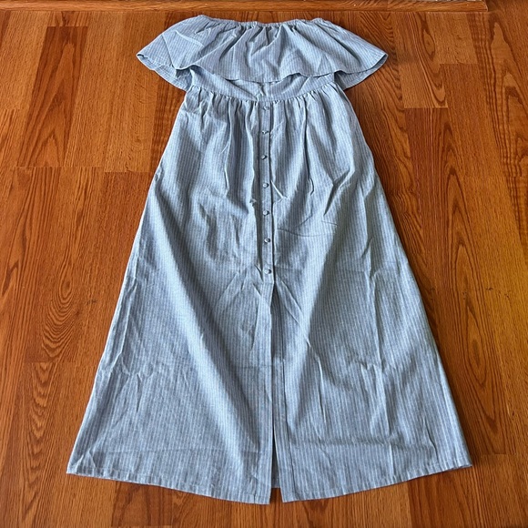 JOA Button-Front Off-Shoulder Midi Dress - Picture 3 of 5